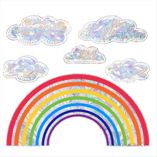 Rainbow Cloud Window Clings, Watercolor Prism Suncatchers Stickers