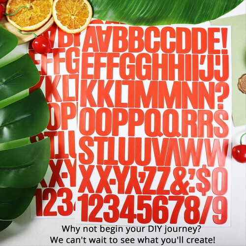 8 folhas de adesivos de letras e números de 1,5 polegadas, para scrapbooking, vermelho 1