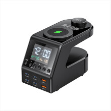 240W GaN Charger Station with Alarm Clock Time Display 4x140W (EU)