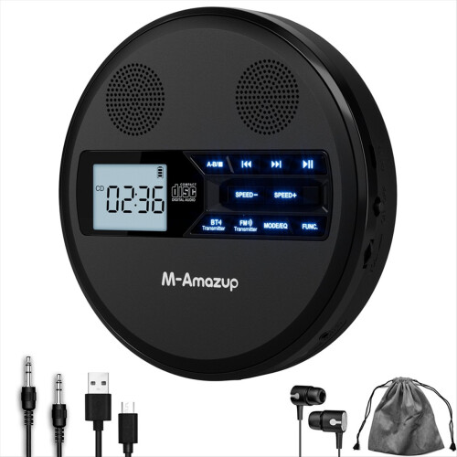 Πολυλειτουργικό CD Player Discman με Bluetooth, Μαύρο