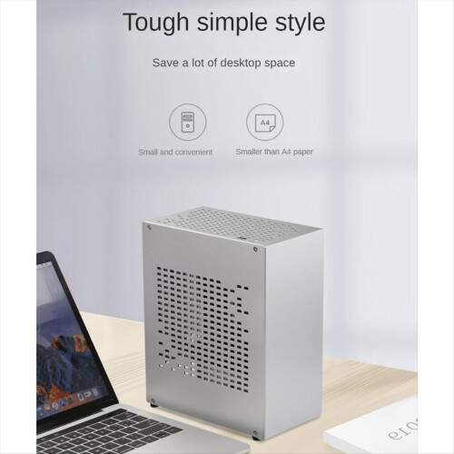 Θήκη υπολογιστή A07 Mini ITX, θήκη HTPC Host, κουτί γραφείου, ασημί 2