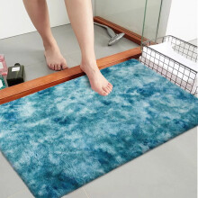 (50x80 cm (1.6x2.6 ft) Door Mat, Marble Blue) Shaggy Rugs Marble Pattern-Non Slip Thick Pile Fluffy Area Rugs for Bedroom & Living room