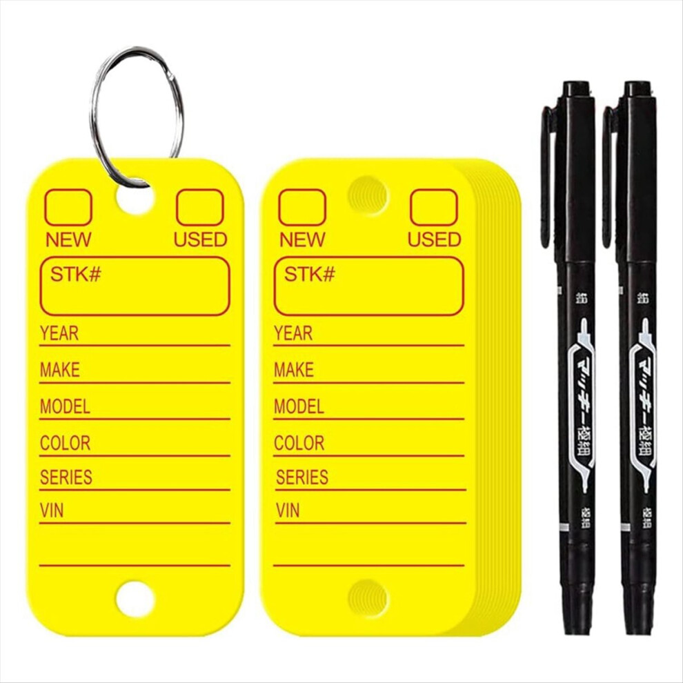 Pvc Tags With Labels And Rings, Car Key Tags, 200Pcs Yellow 4853122578867