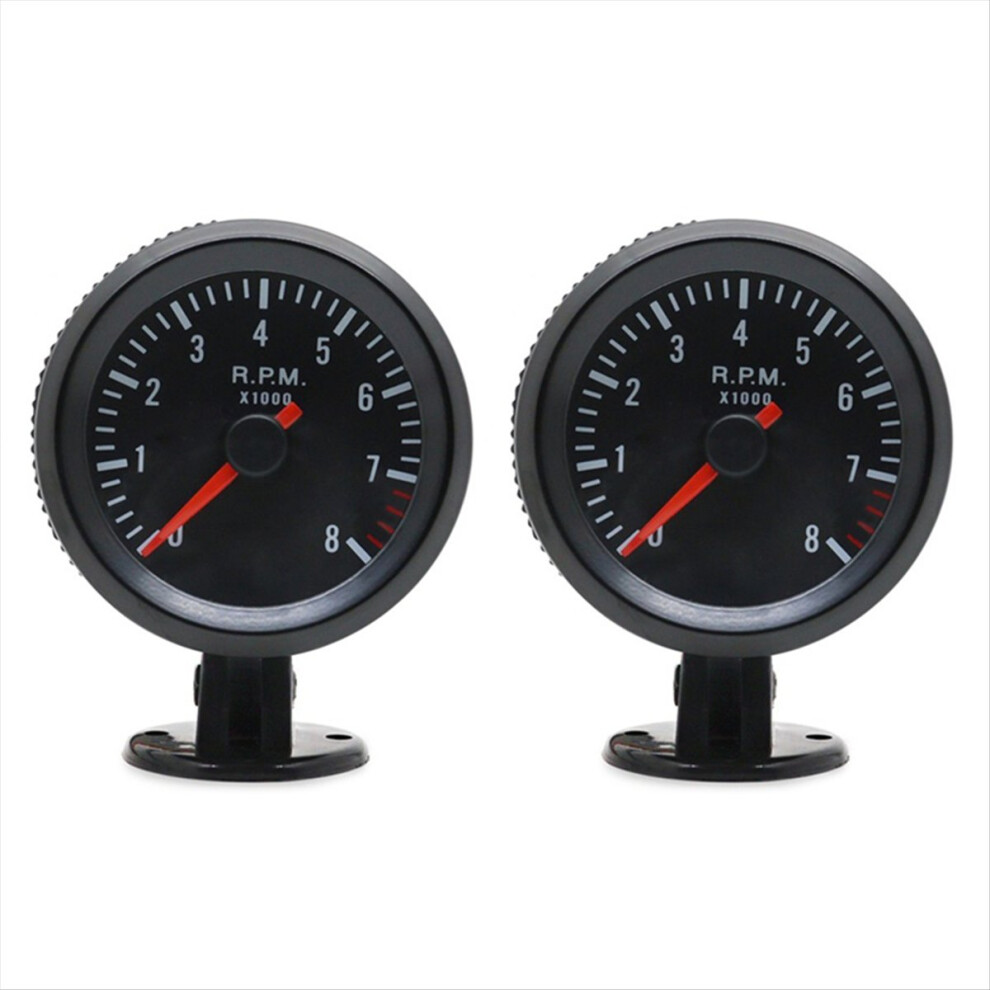2 Pcs 2 Inch 52Mm Car Meter Tachometer Rpm Gauge 0-8000Rpm Analog White/Light 4853122579727