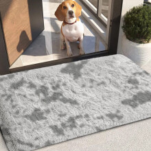 (60x110 cm (2x3.6 ft) Large Door Mat, Marble Silver) Shaggy Rugs Marble Pattern-Non Slip Thick Pile Fluffy Area Rugs for Bedroom & Living room