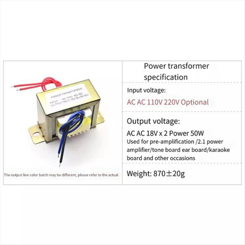 Transformateur de puissance double AC 18 V 50 W EI Transformateur 220 V 2