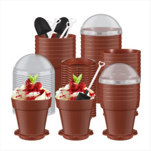 Conjunto de 100 copos de sobremesa para vasos de flores e formas de bolo de plástico para confeitaria DIY
