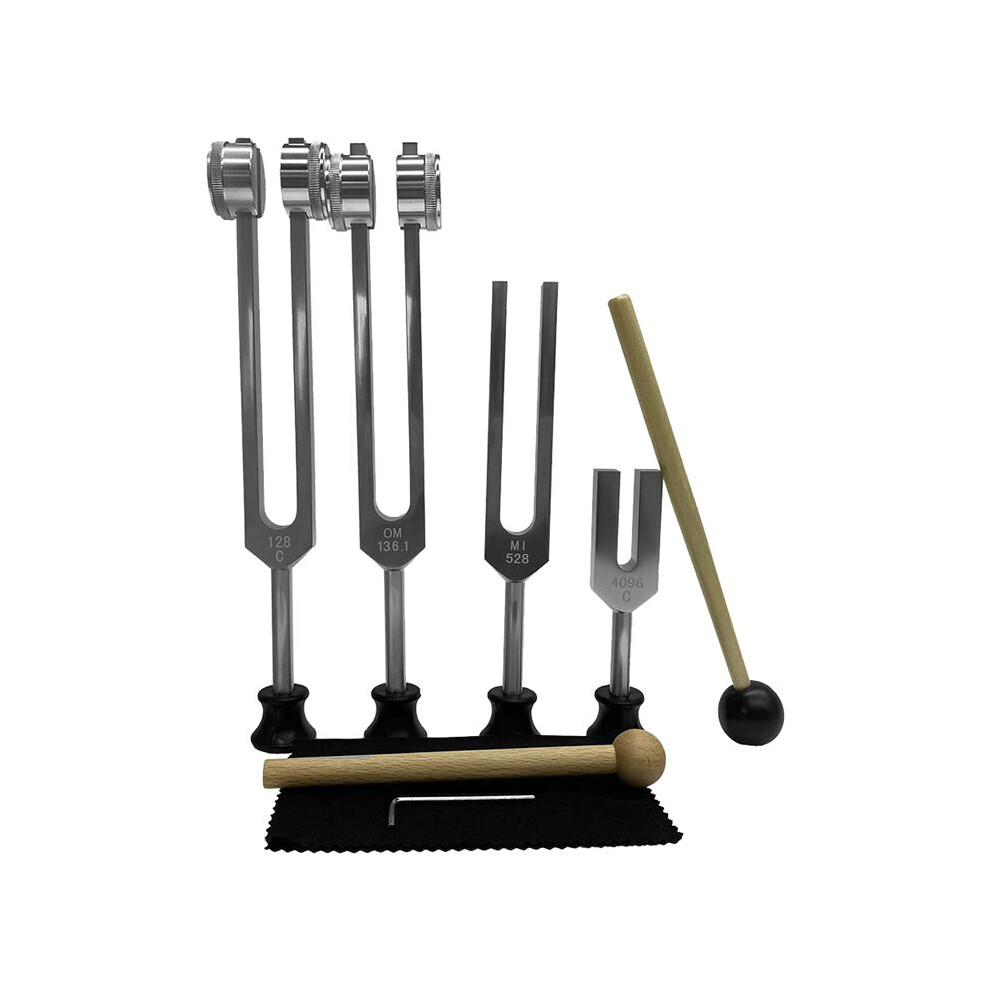 Markenlos 4Pcs Tuning Fork Set (4096C, Mi528, 128C, Om136.1) For