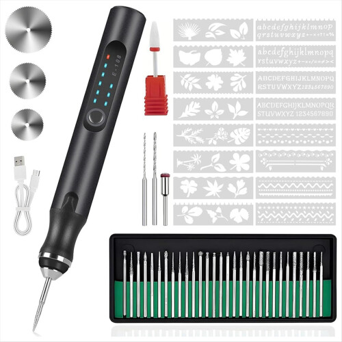 USB Rechargeable Cordless- Engraving Tool, Black
