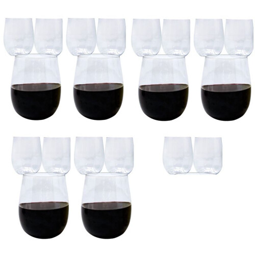Disposable Wine Glasses, Stemless Plastic Wine Glasses