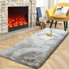 (60x220 cm (2x7.2 ft) Runner Rug, Marble Silver) Shaggy Rugs Marble Pattern-Non Slip Thick Pile Fluffy Area Rugs for Bedroom & Living room