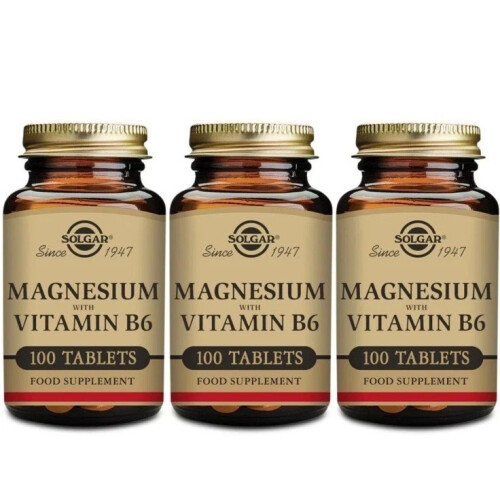 Solgar 3x Solgar Magnesium with Vitamin B6 100 Tablets Support