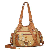 Women Casual Bag Fine Texture Vintage Fashion Washable Mother Handbag Shoulder Bags