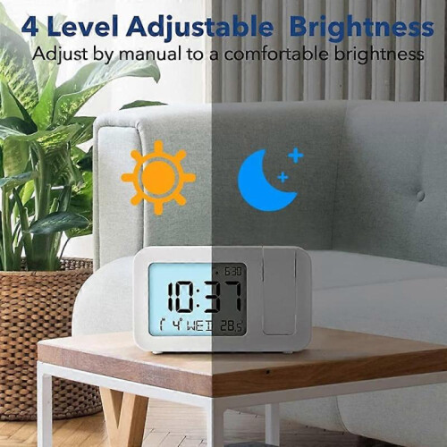 Mute projection clock bedroom clock projection electronic clock creative LCD projection alarm clock 2