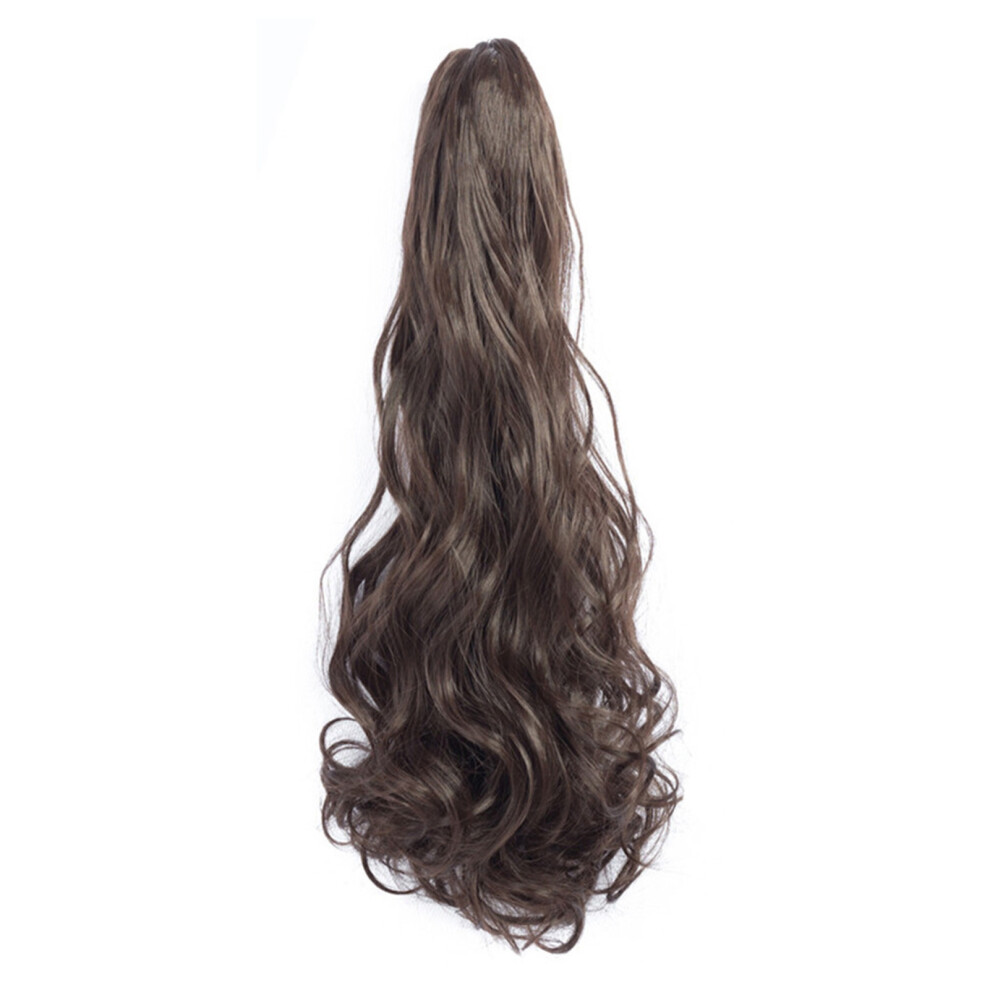 Unisex Natural Look 22-Inch Wavy Synthetic Ponytail Wig With Secure Claw Clip