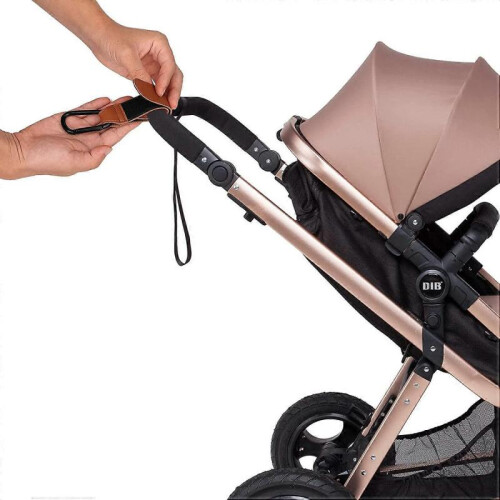 2pcs Baby Bag with Stroller Hooks, Leather Stroller Organizer Pram Buggy Hook Clip 2