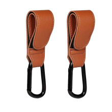 2pcs Baby Bag with Stroller Hooks, Leather Stroller Organizer Pram Buggy Hook Clip