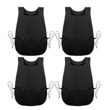 4 Pack Cobbler Apron with 2 Pockets, Waterproof Art Smock Black