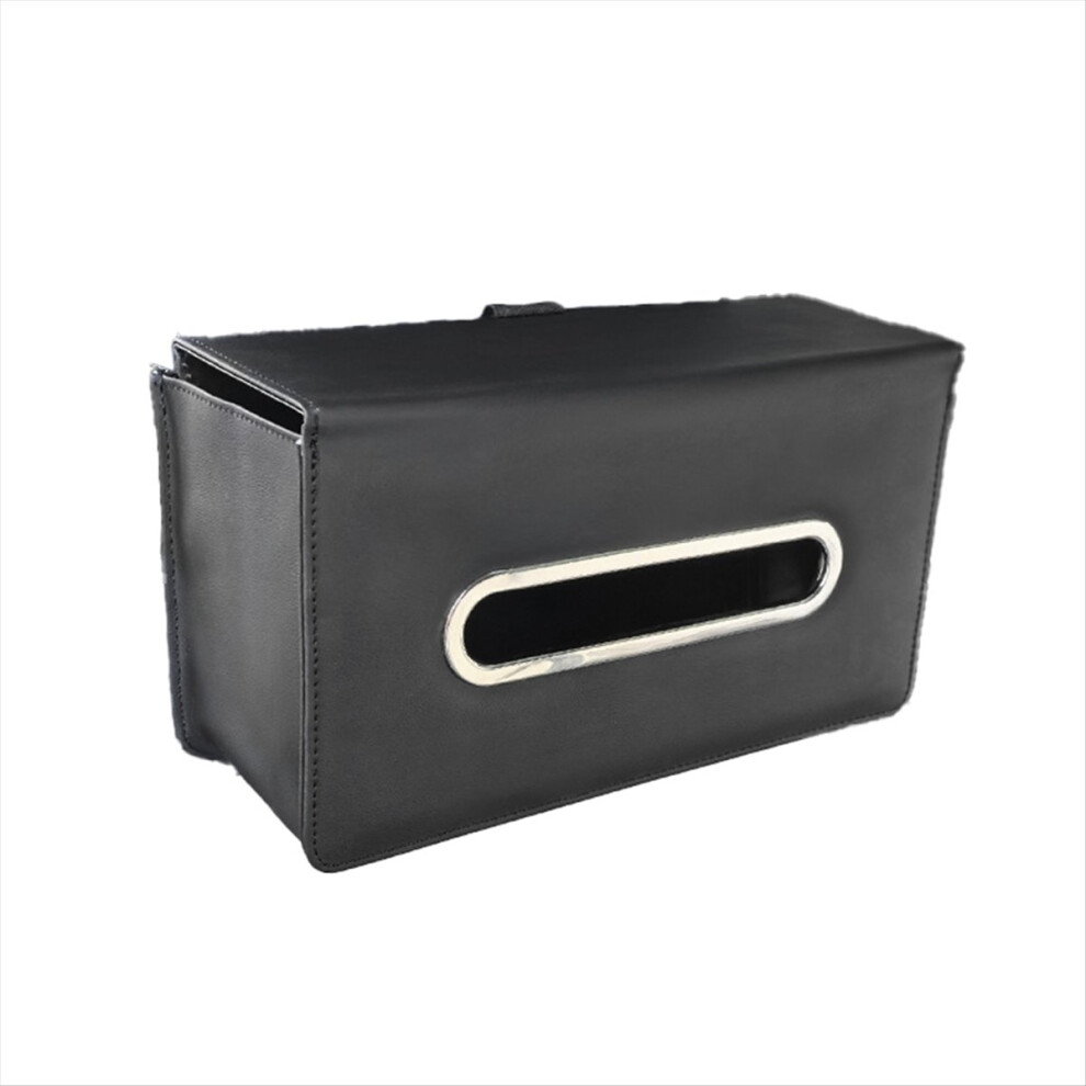 Car Tissue Box Leather Hanging Bag Seat Back Armrest Storage Box A Black 4851907684444