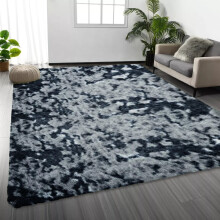 (160x230 cm (5.3x7.5 ft) Large Area Rug, Marble Black & Grey) Shaggy Rugs Marble Pattern-Non Slip Thick Pile Fluffy Area Rugs for Bedroom & Living room