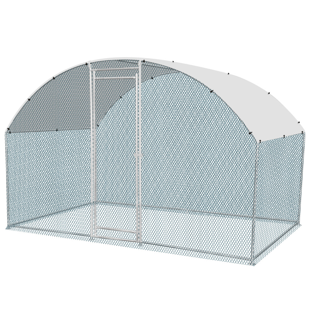 6.5x10ft Metal Chicken Coop Walk-in Poultry Cage Chicken Hen Farm Pen