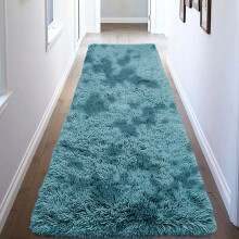 (80x300 cm (2.6x9.8 ft) Large Runner Rug, Marble Blue) Shaggy Rugs Marble Pattern-Non Slip Thick Pile Fluffy Area Rugs for Bedroom & Living room