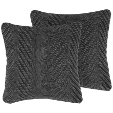 Set of 2 Decorative Cushions KONNI Cotton 45 x 45 cm Grey Chevron Pattern