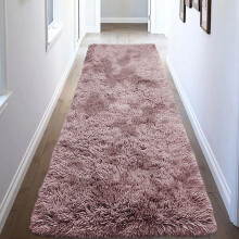 (80x300 cm (2.6x9.8 ft) Large Runner Rug, Marble Pink) Shaggy Rugs Marble Pattern-Non Slip Thick Pile Fluffy Area Rugs for Bedroom & Living room