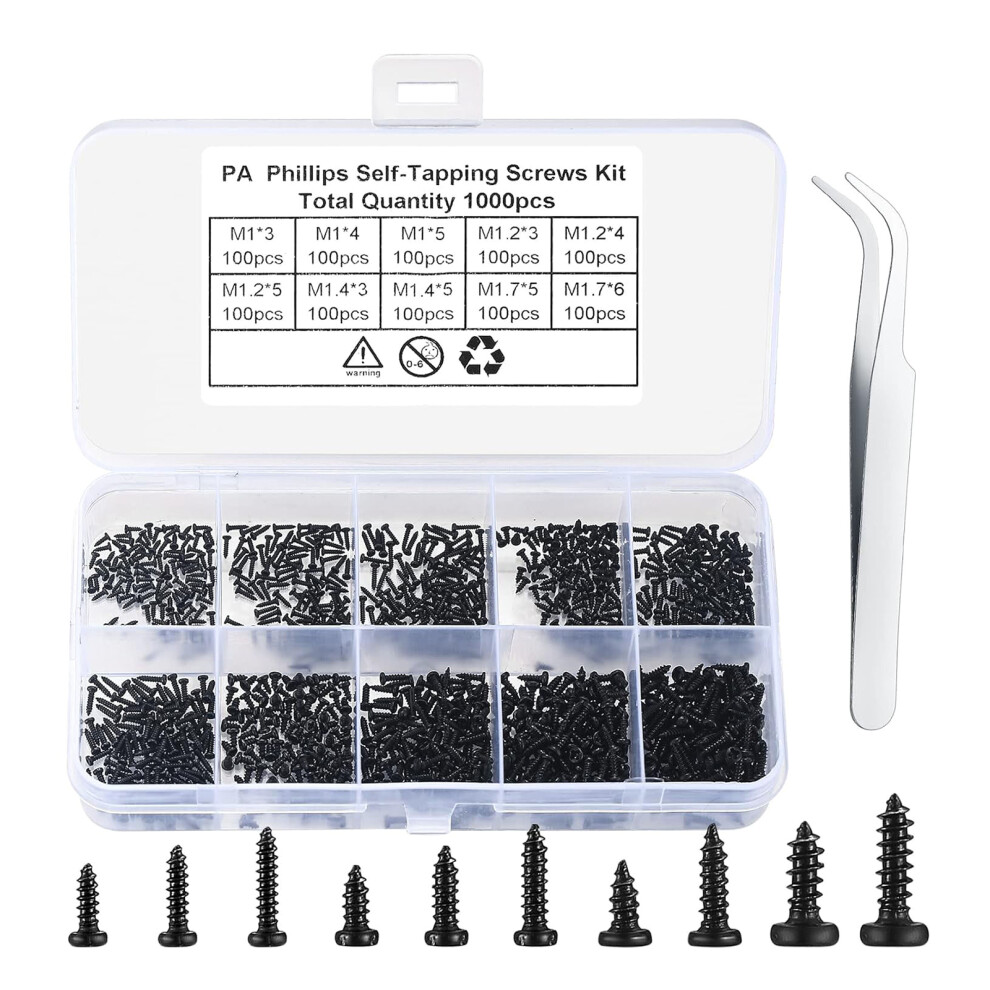 1000Pcs Mixed Size Self Tapping Screws Assorted Screw Set Repair 7751000052447