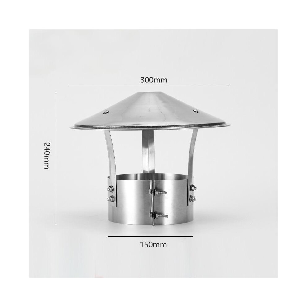 Stainless Steel Chimney Flue Cowl Pipe Rain Cover Protector Cap