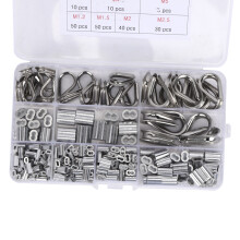 Komplettes 225 Stück Drahtseilaugen und Schlaufenhülsen Set M1.2-M5 Schwerlast