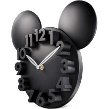 Modern 3D Mickey Mouse Clock Super Cute Black Wall Clocks for Disney Fans Kids Nursery School Students, Height: 12 Inch
