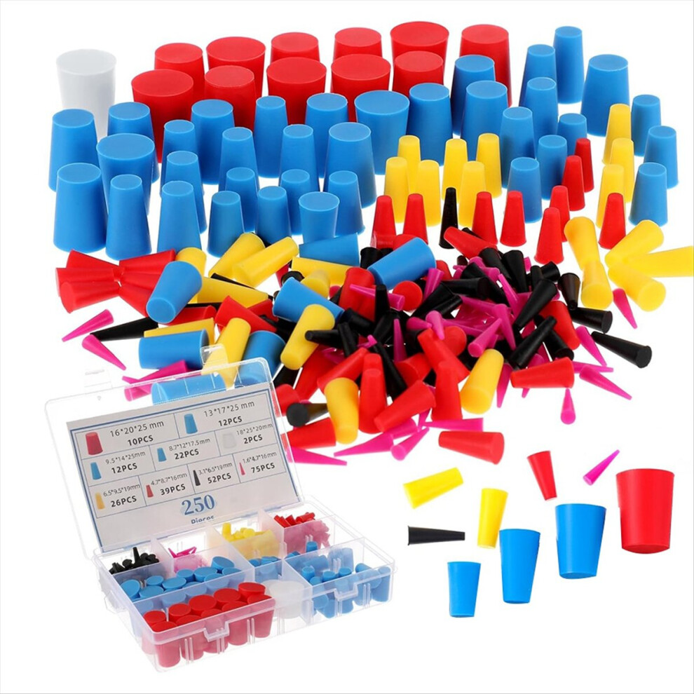 Rubber Plugs Tapered Plug Kit 1/15In To 1In High Temp Stoppers 4851660314954