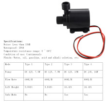 High Performance 12V 800L/H Submersible Water Pump 7.5W for Aquarium