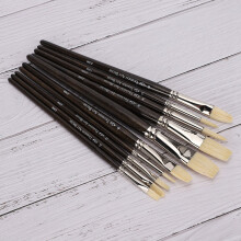 10Pcs Brown Oil Painting Brushes Set with Gouache & Watercolor Pen Heads