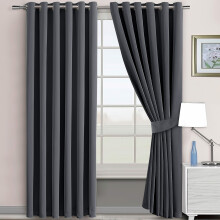 (DARK GREY, 90 x 90) Thermal Insulated Curtains Ring Top