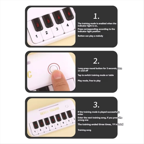 Mini teclado elétrico para educação infantil, piano eletrônico de brinquedo branco 2