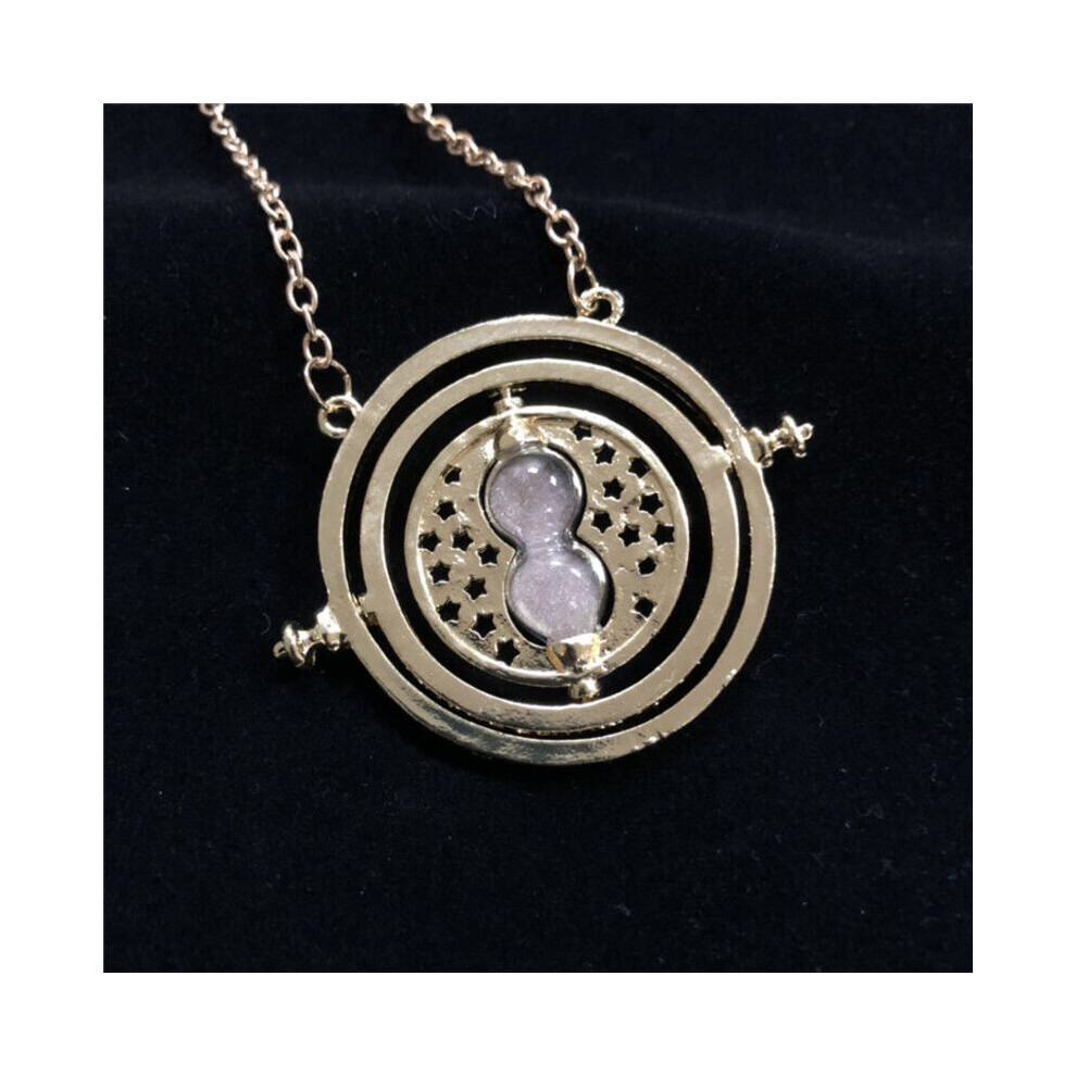 (Gold) 1Pc Hermione Granger Rotating Spins Hourglass Harry Potter Necklace Time Turner Gold