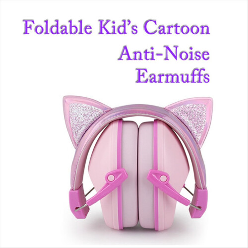 Pink Cat Ears Kids Earmuffs Adjustable Anti-Noise Hearing Protector 1
