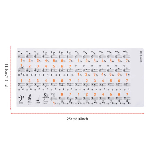 Transparent Removable Piano Key Board Sticker for 1