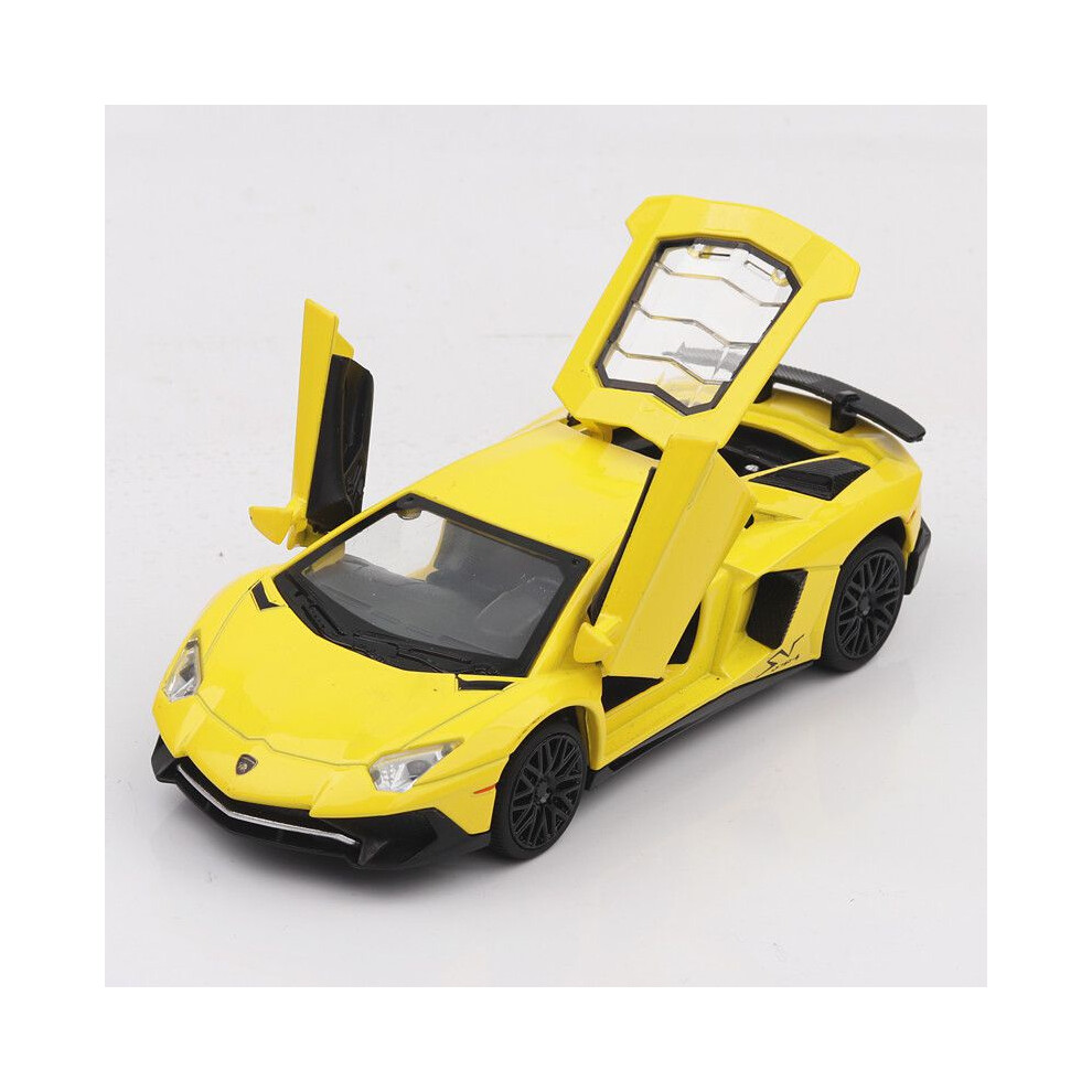 () Car 132 Model Lp740 Diecast Lamborghini Aventador Racing Soundlight With Yellow/Red