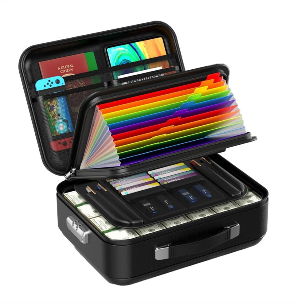 Fireproof Document Box With Combination Lock,Water Hard Case Safe Box 4853673881386