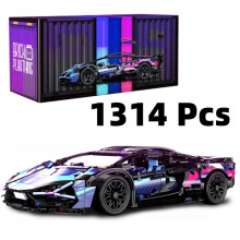 (Purple)Lamborghini Supersportwagen Bausteine Spielzeug Set Modell DIY Geschenke Kinder Deko