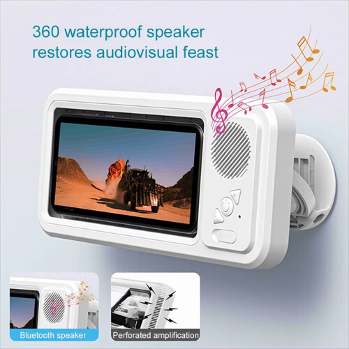 Shower Phone Holder with Bluetooth Speaker IPX4 Waterproof Black 2