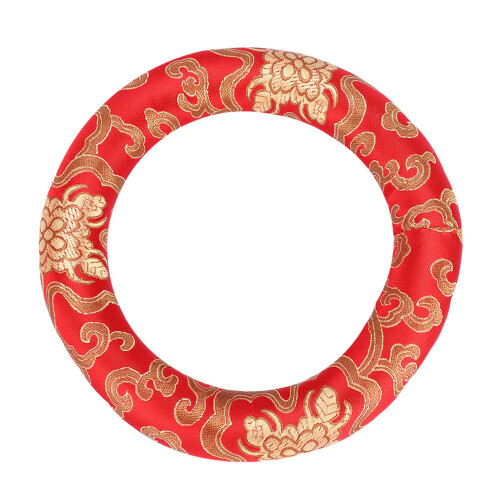18cm Silk Brocade Round Meditation Singing Bowl 1