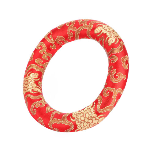 18cm Silk Brocade Round Meditation Singing Bowl 2