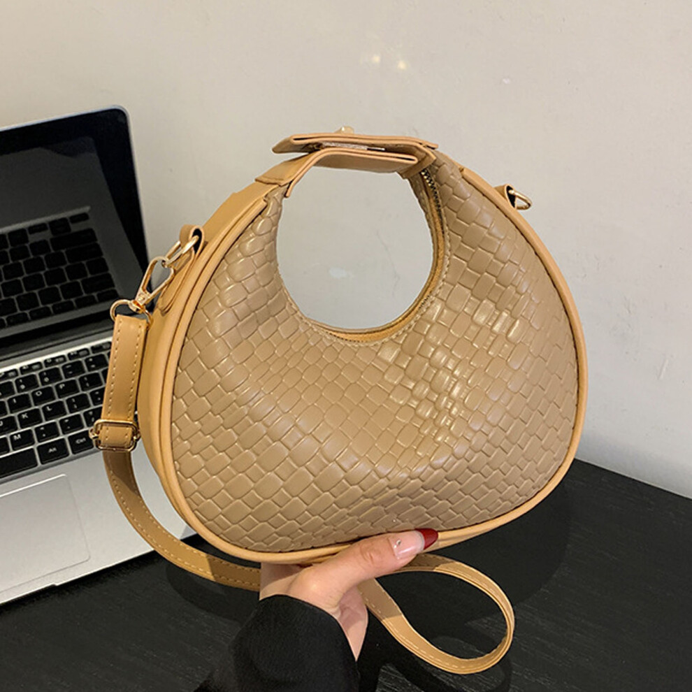 Vintage PU Shoulder Bag for Women, 22 x 20 x 5cm, All Matching Khaki-image-OPC-PKFYHJG-NEW