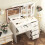 Vanity Makeup Desk with LED Lighted Mirror and 6 Drawers White 4