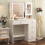 Vanity Makeup Desk with LED Lighted Mirror and 6 Drawers White 2