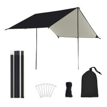 Camping Awning with Poles Waterproof UV Protection